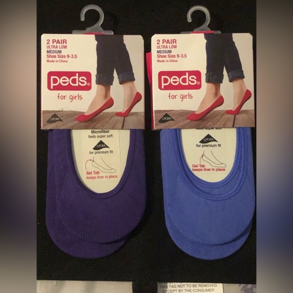 6pairs Peds ultra low microfiber blue & purple socks for‎ girls shoe size 9-3.5